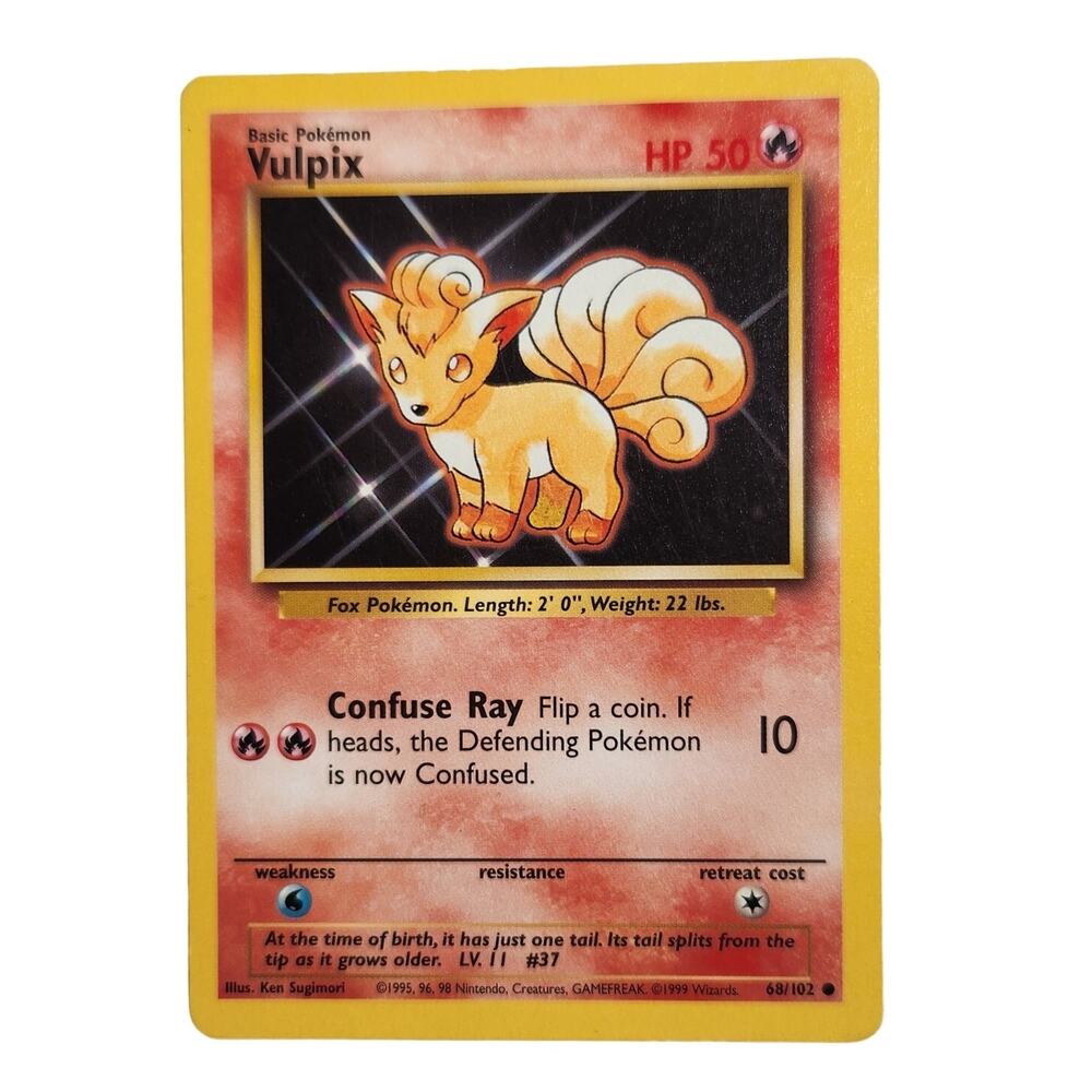 Vulpix Pokemon Base Card Set 68/102 Error Misprint HP 50 Non Holo VG 1999